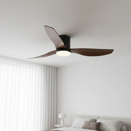 Ventilateur de Plafond Silencieux - Noir & ABS Bois Foncé