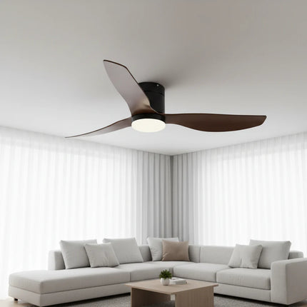 Ventilateur de Plafond Silencieux - Noir & ABS Bois Foncé
