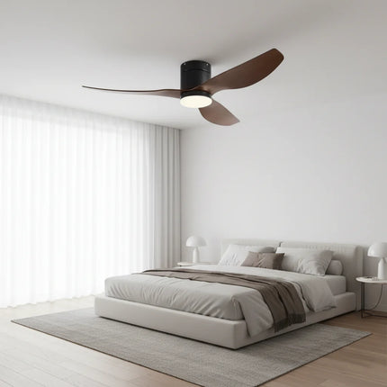 Ventilateur de Plafond Silencieux - Noir & ABS Bois Foncé