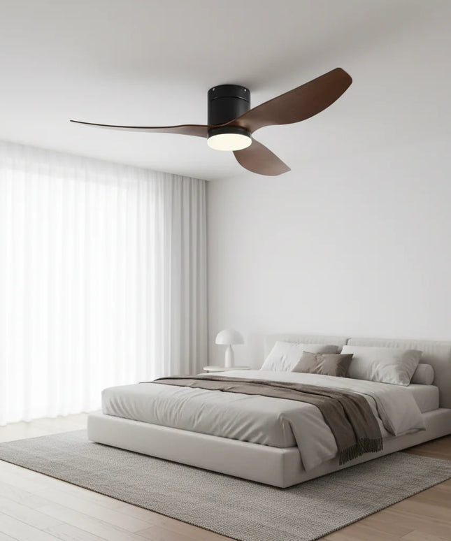 Ventilateur de Plafond Silencieux - Noir & ABS Bois Foncé