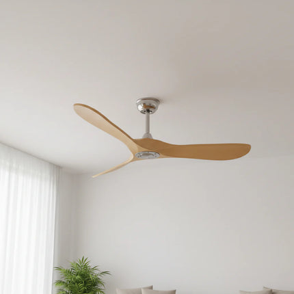 Ventilateur Plafond Silencieux - Argent et ABS Marron Clair
